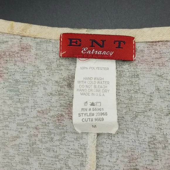 Vintage ENT Entrancy Medium Cream with Mauve, Burgundy & Green Flowers Blouse - Picture 5 of 9